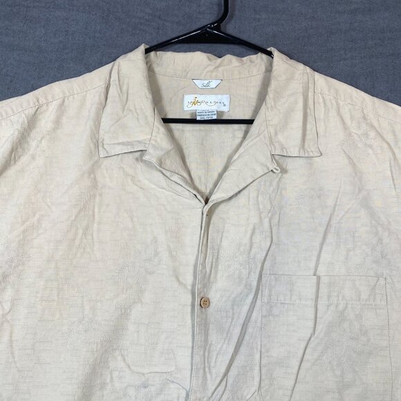IL Migliore Beige Short Sleeve Button-Up Shirt Silk Lightweight Mens Size 3XL - Picture 3 of 9